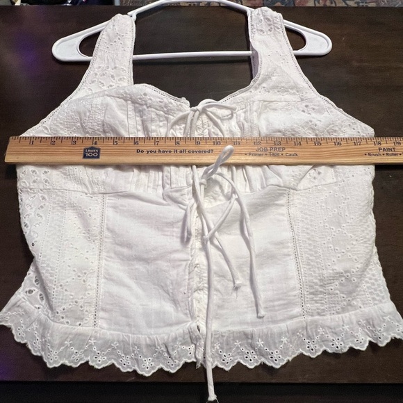 Miss Me White Eyelet Lace-Up Blouse - Picture 6 of 7